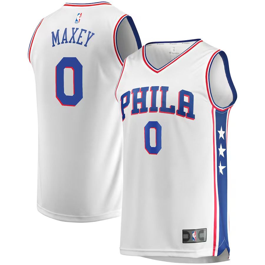 Men Philadelphia 76ers #0 Tyrese Maxey Fanatics Branded White 2022-23 Fast Break Replica NBA Jersey